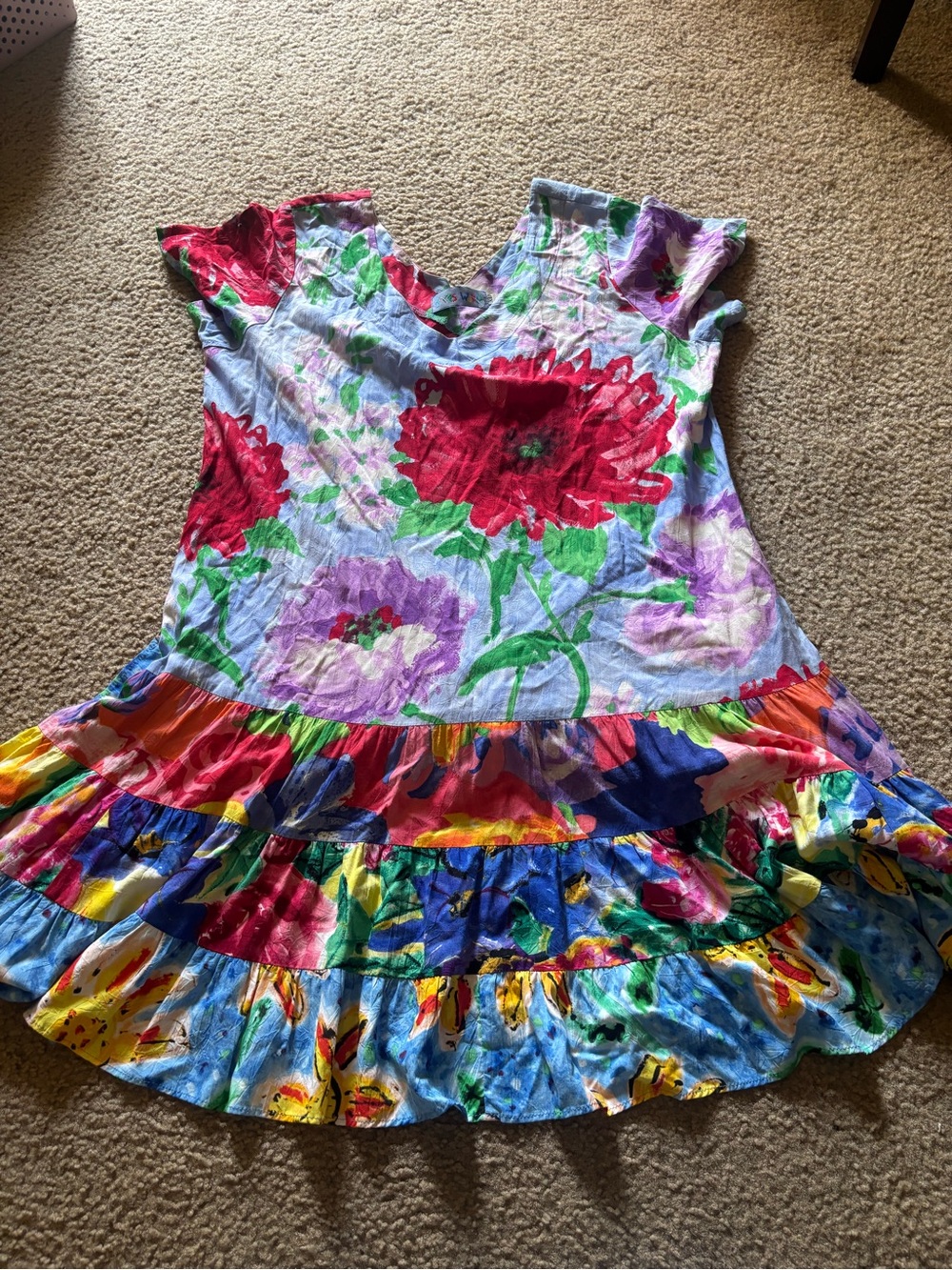VTG JAMS WORLD HATTIE DRESS FLORAL Size XL HAWAIIAN FLOWERS RAYON TWIRL SUN